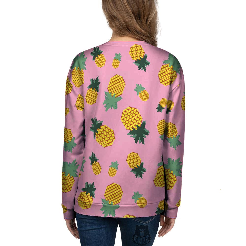 Pineapple Pixel Print Pattern Women's Sweatshirt-grizzshop