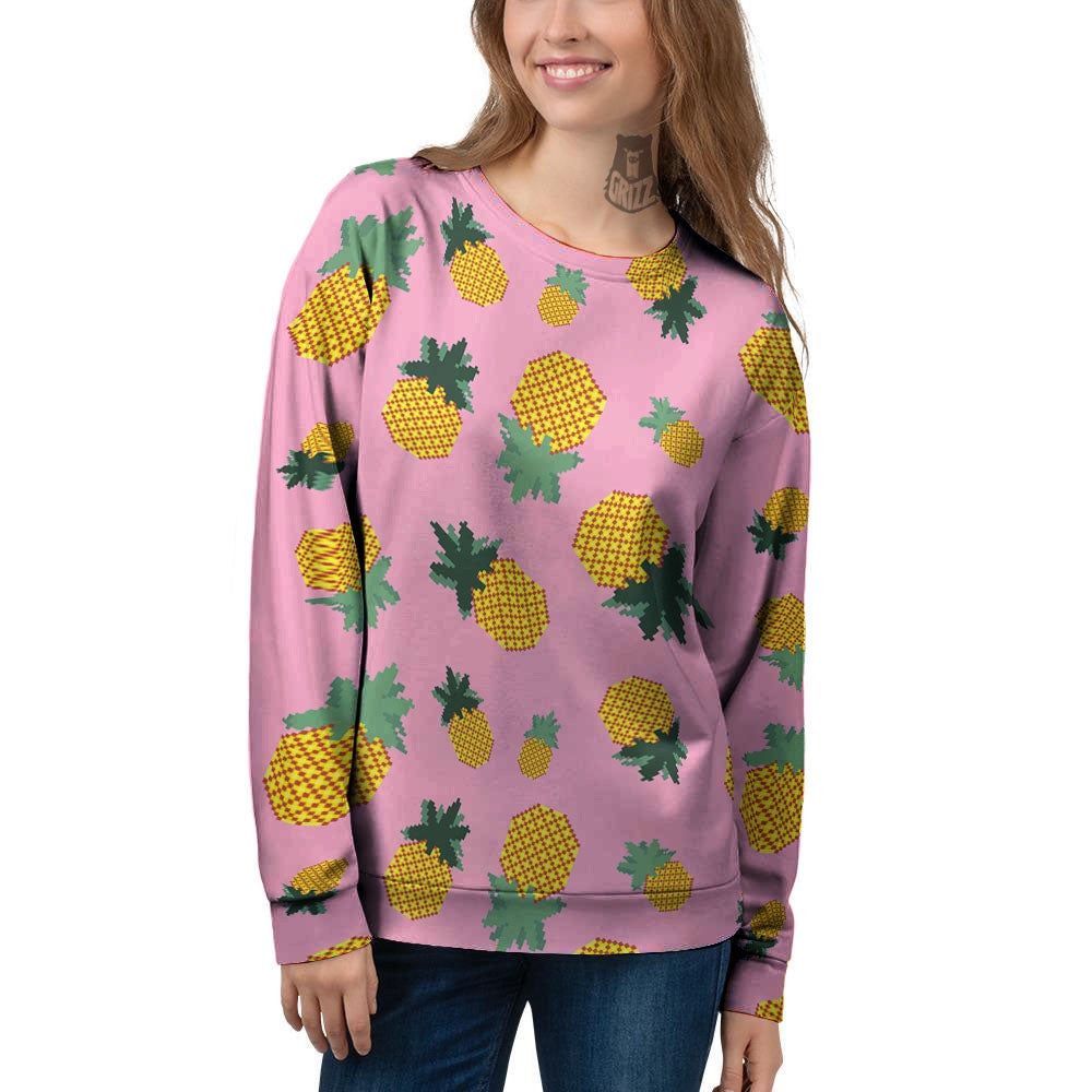 Pineapple Pixel Print Pattern Women's Sweatshirt-grizzshop
