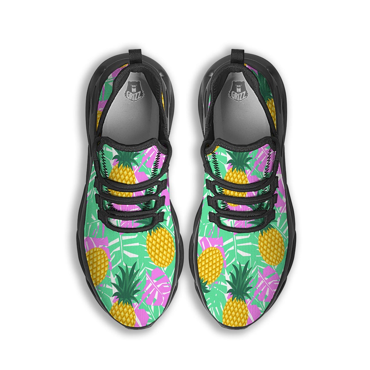 Pineapple Print Black Running Shoes-grizzshop