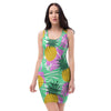 Pineapple Print Bodycon Dress-grizzshop