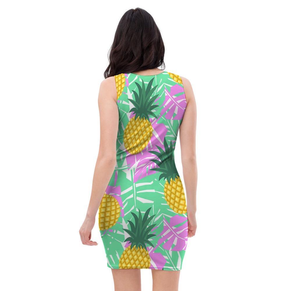 Pineapple Print Bodycon Dress-grizzshop