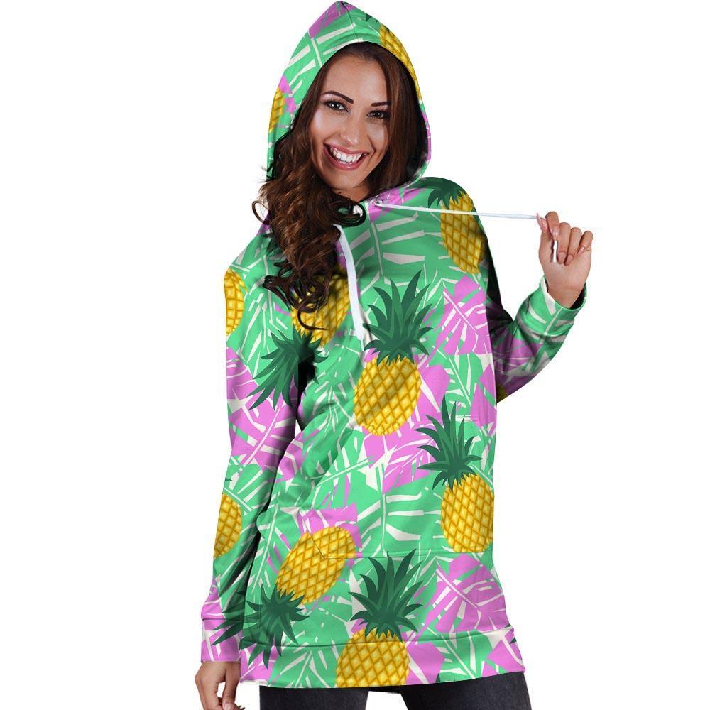 Pineapple Print Hoodie Dress-grizzshop