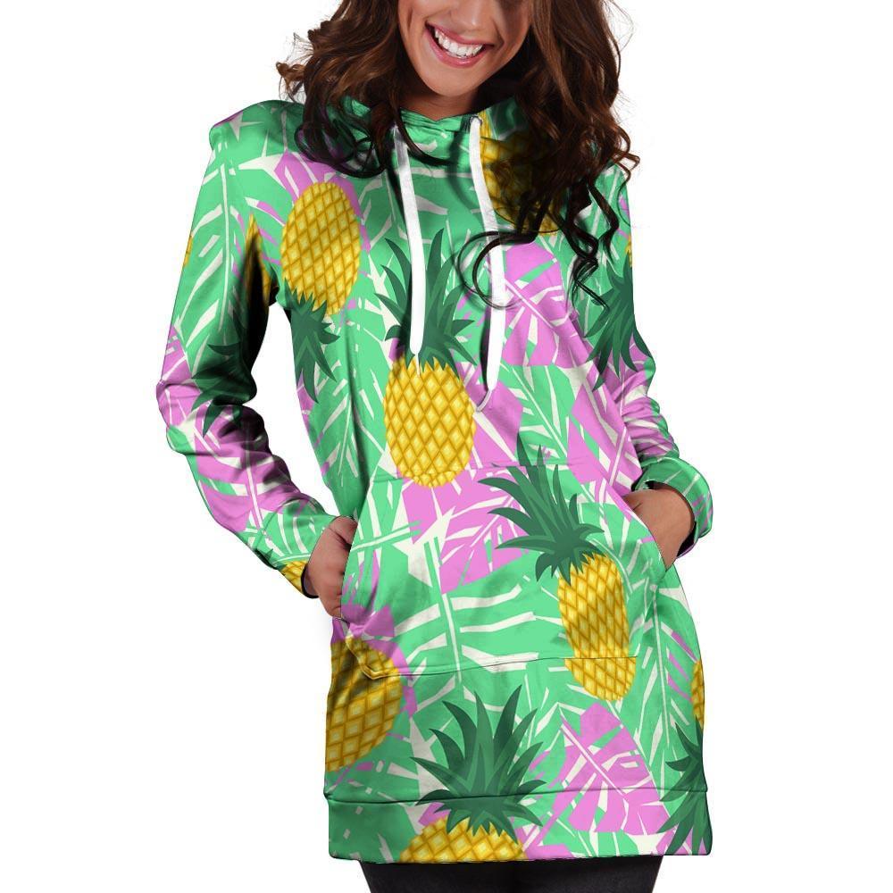 Pineapple Print Hoodie Dress-grizzshop