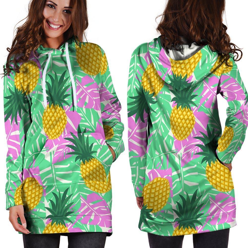 Pineapple Print Hoodie Dress-grizzshop
