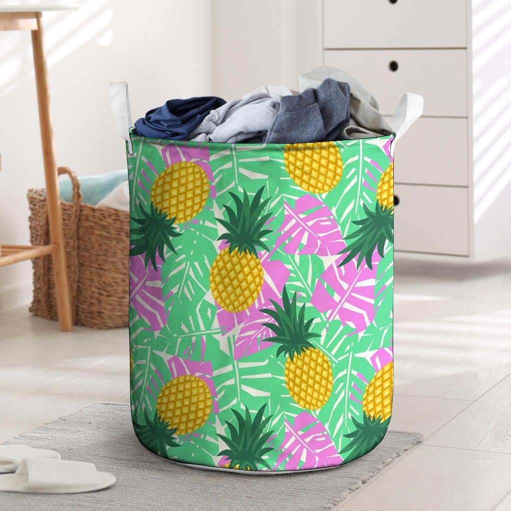 Pineapple Print Laundry Basket-grizzshop