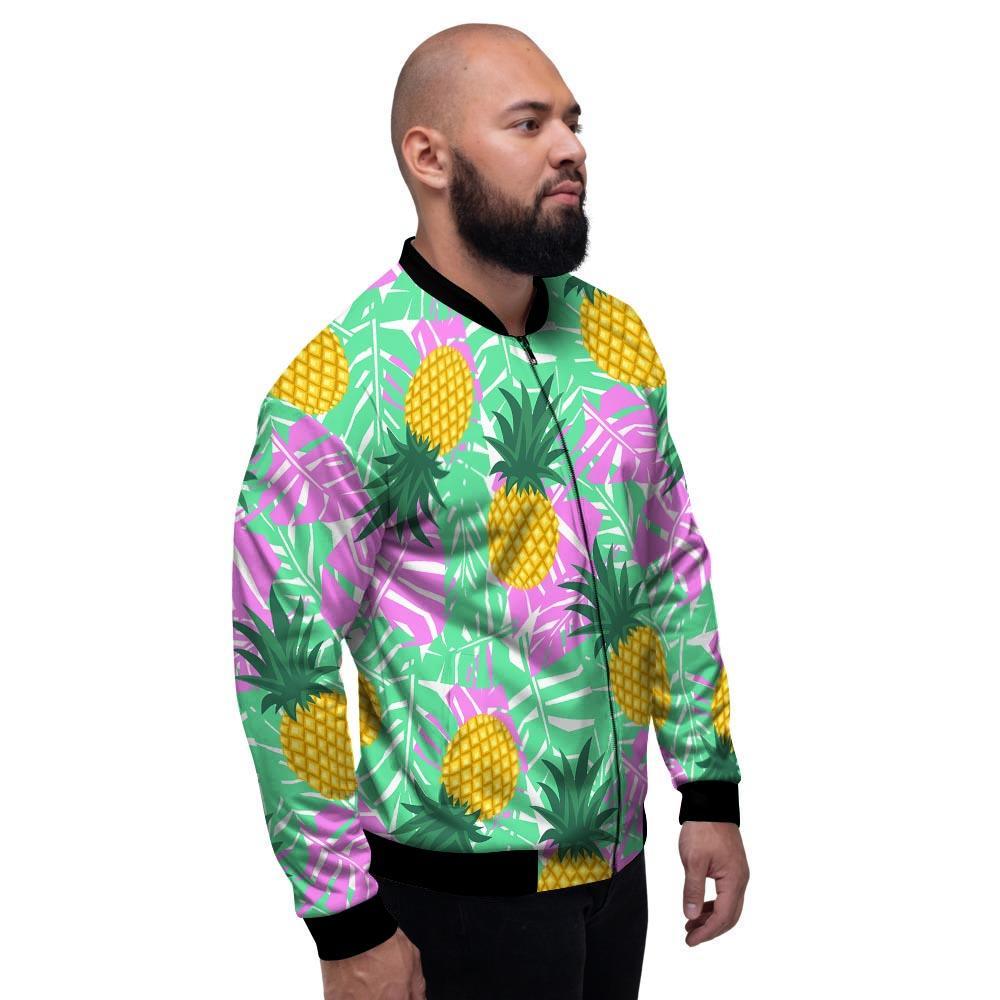 Pineapple Print Men's Bomber Jacket-grizzshop