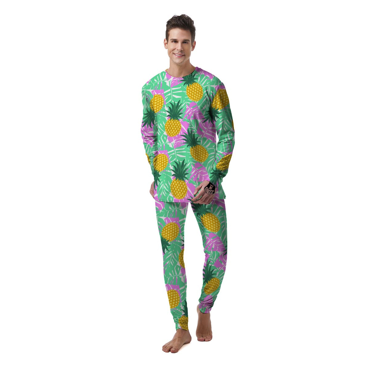 Pineapple Print Men's Pajamas-grizzshop