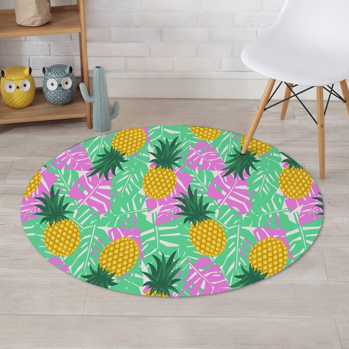 Pineapple Print Round Rug-grizzshop