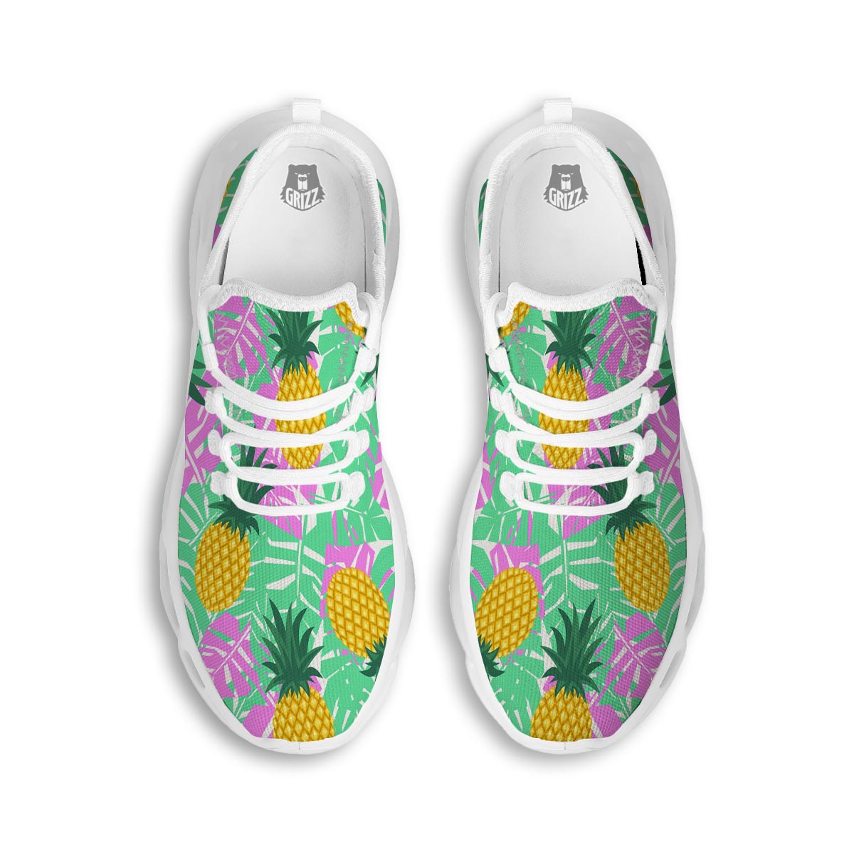 Pineapple Print White Running Shoes-grizzshop