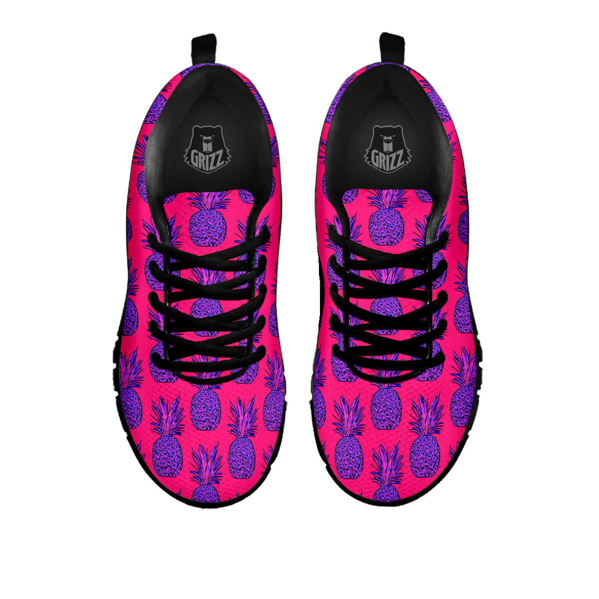 Pineapple Purple Print Pattern Black Sneaker-grizzshop