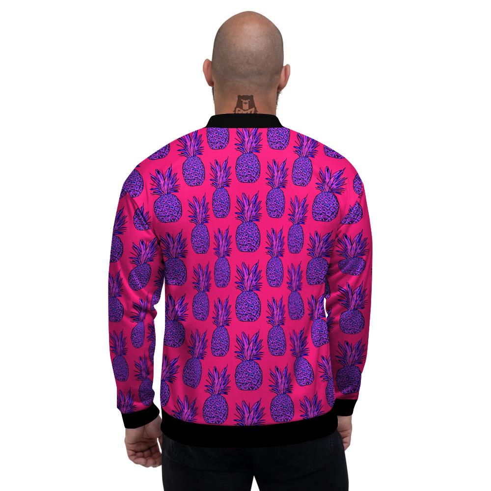 Pineapple Purple Print Pattern Men's Bomber Jacket-grizzshop