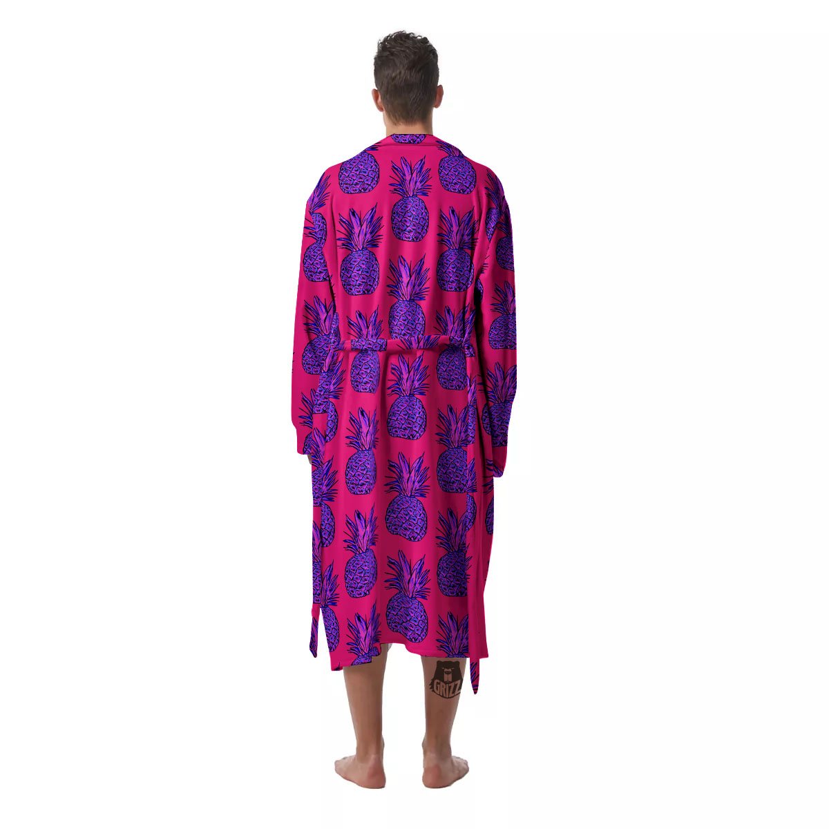 Pineapple Purple Print Pattern Men's Robe-grizzshop