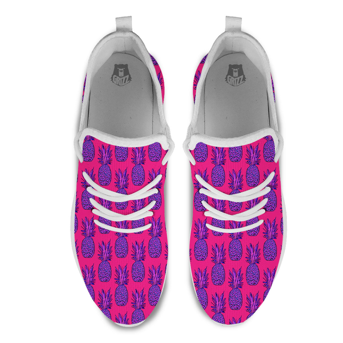 Pineapple Purple Print Pattern White Athletic Shoes-grizzshop