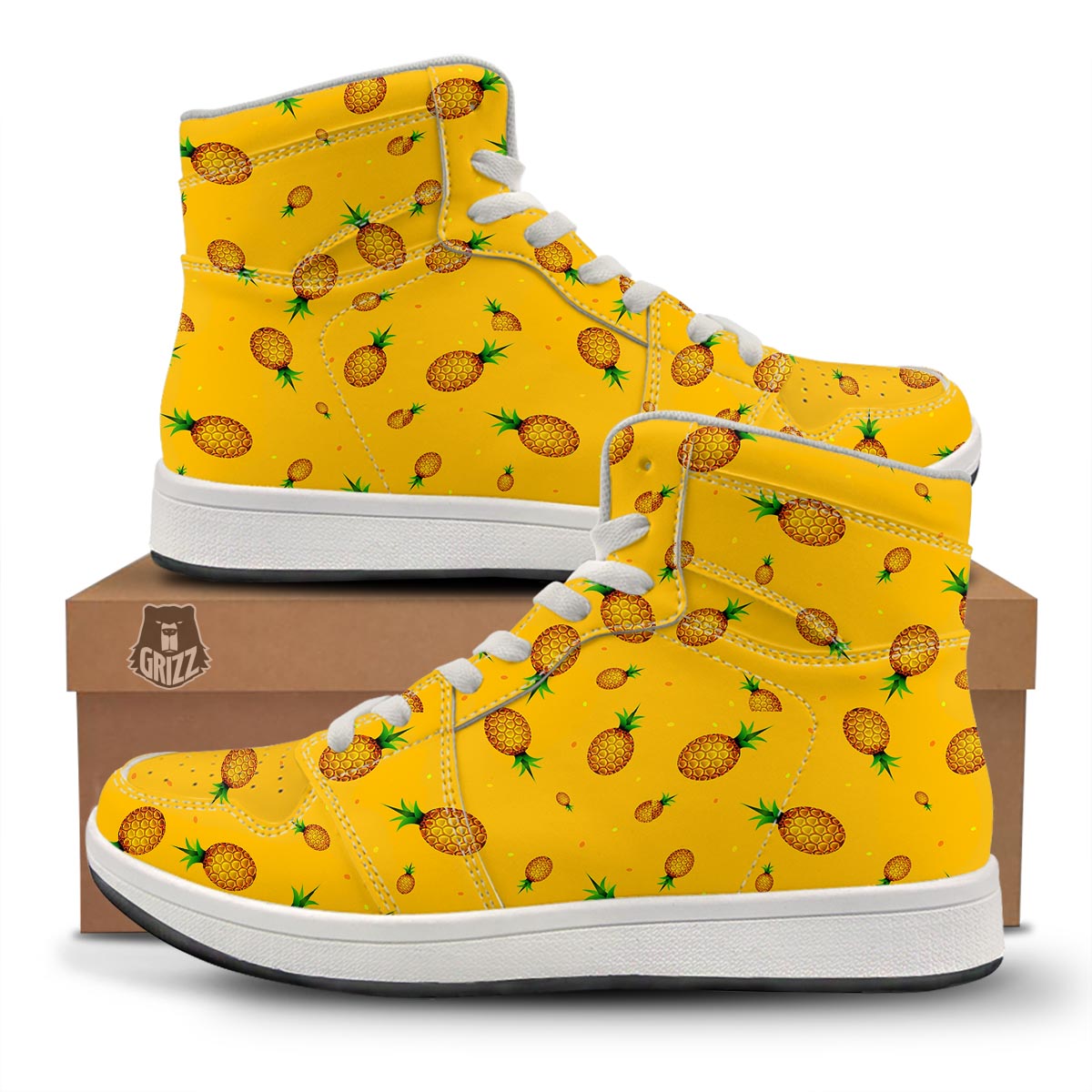 Pineapple Sand Beach Print Pattern High Top Sneakers-grizzshop
