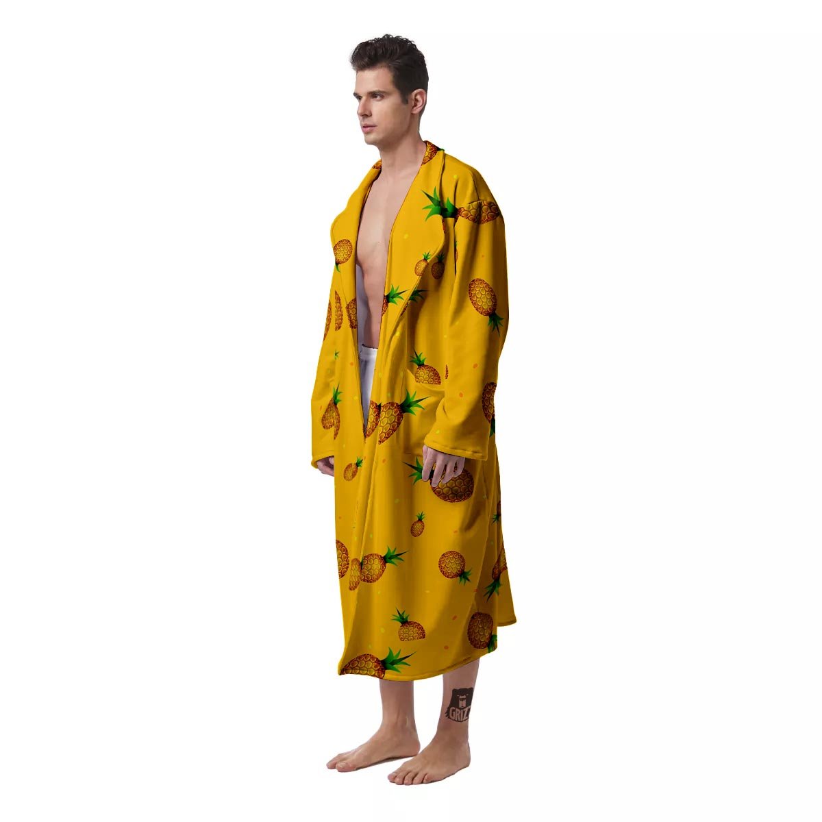 Pineapple Sand Beach Print Pattern Men's Robe-grizzshop