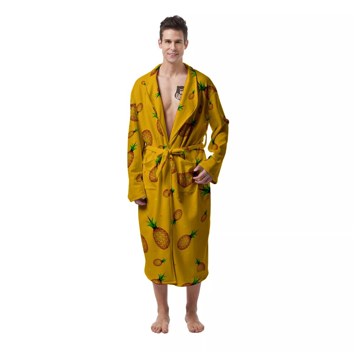 Pineapple Sand Beach Print Pattern Men's Robe-grizzshop