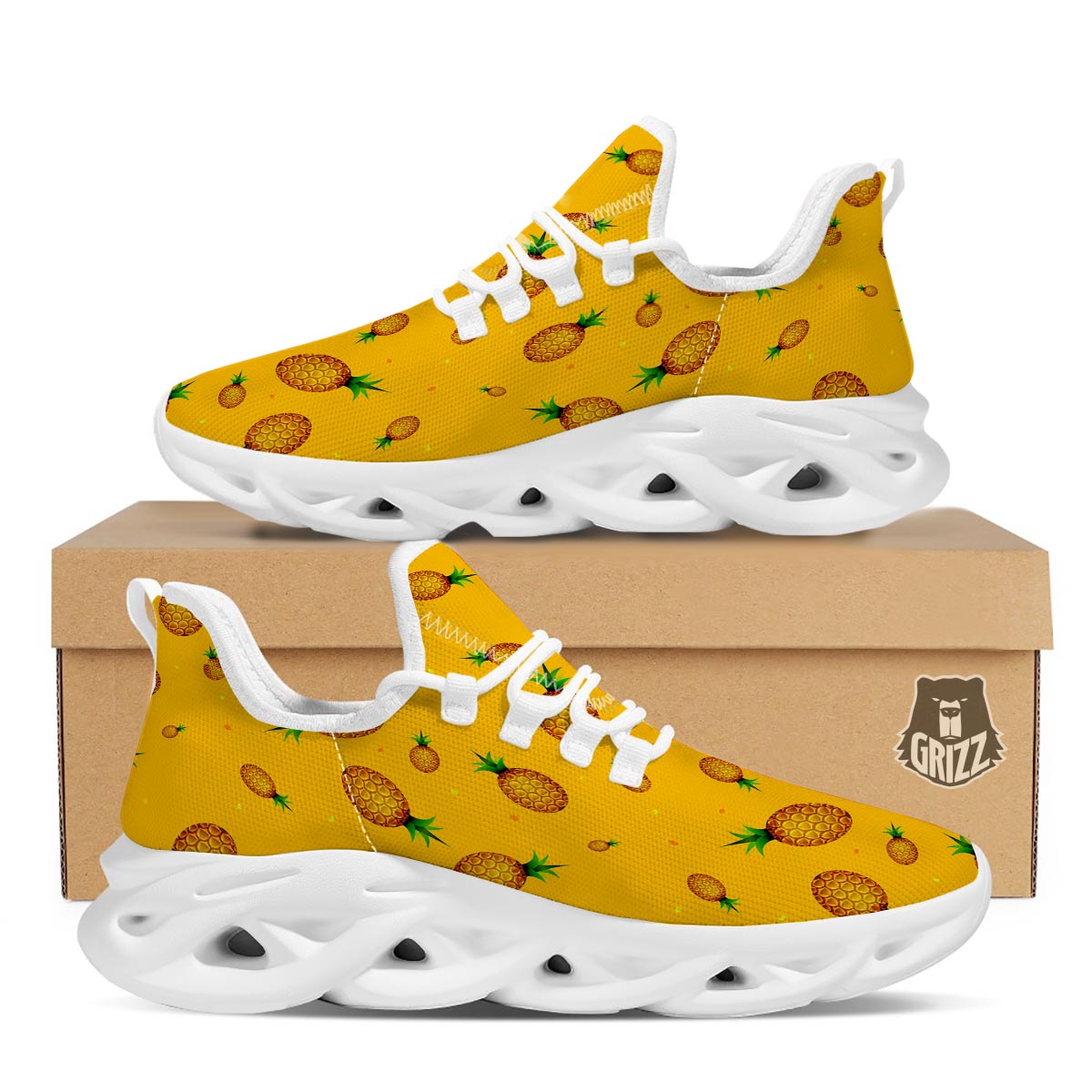 Pineapple Sand Beach Print Pattern White Running Shoes-grizzshop