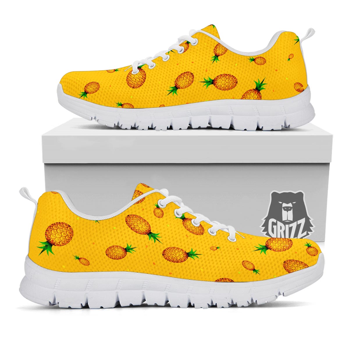 Pineapple Sand Beach Print Pattern White Sneaker-grizzshop