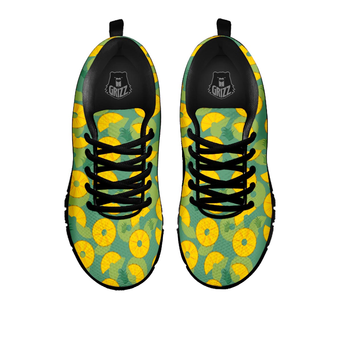 Pineapple Sliced Print Pattern Black Sneaker-grizzshop