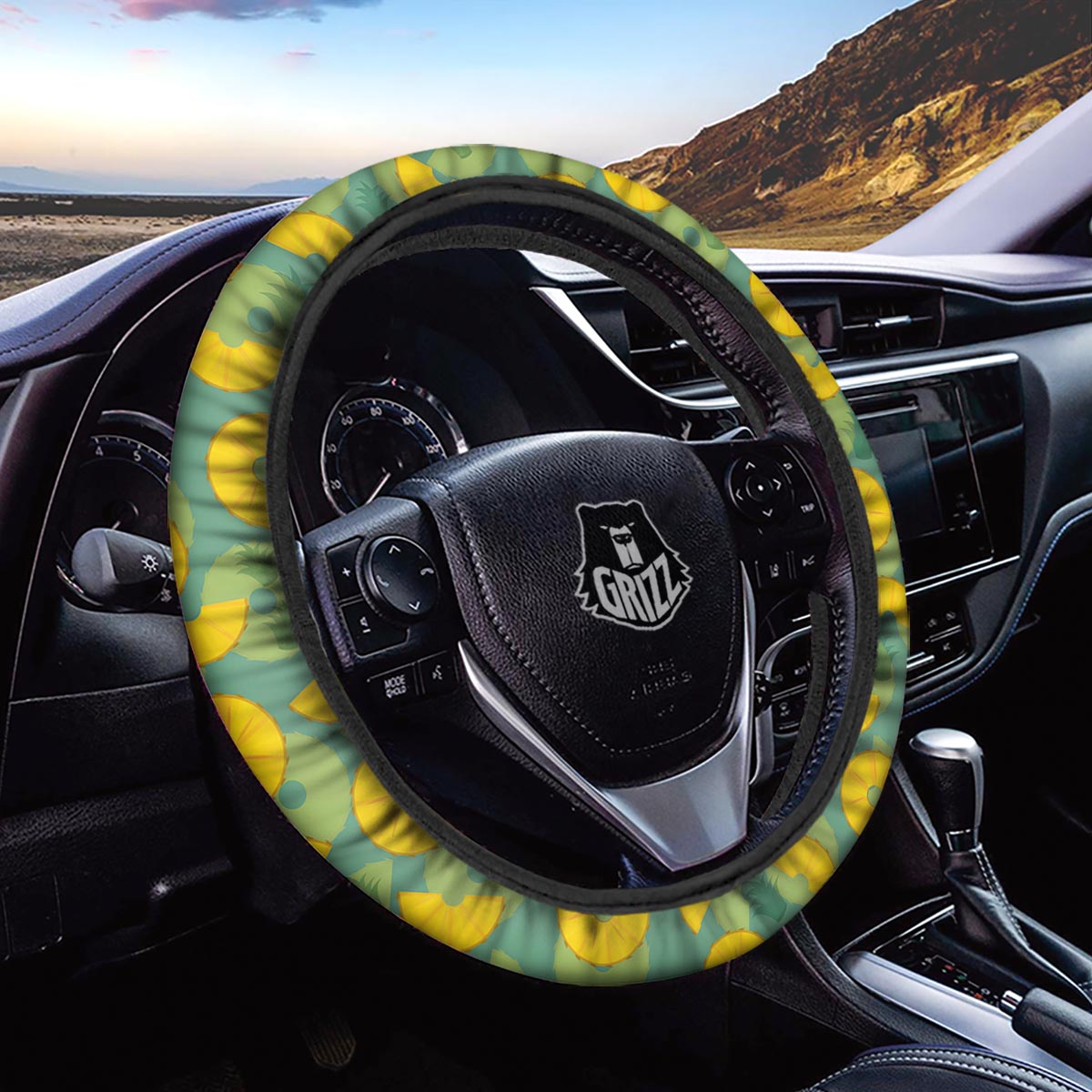 Pineapple Sliced Print Pattern Car Steering Wheel Cover-grizzshop
