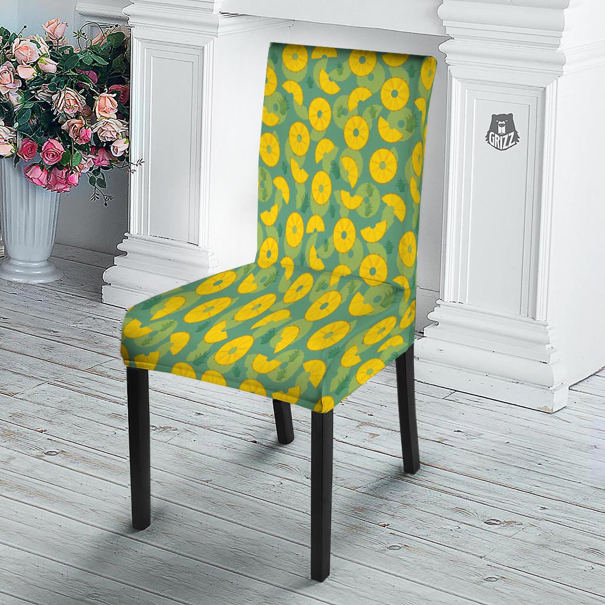Pineapple Sliced Print Pattern Dining Chair Slipcover-grizzshop