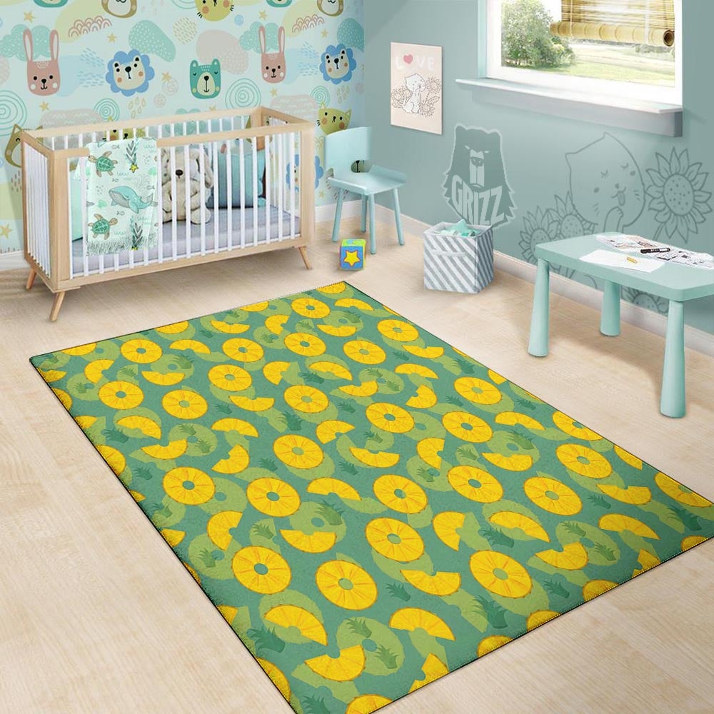 Pineapple Sliced Print Pattern Floor Mat-grizzshop