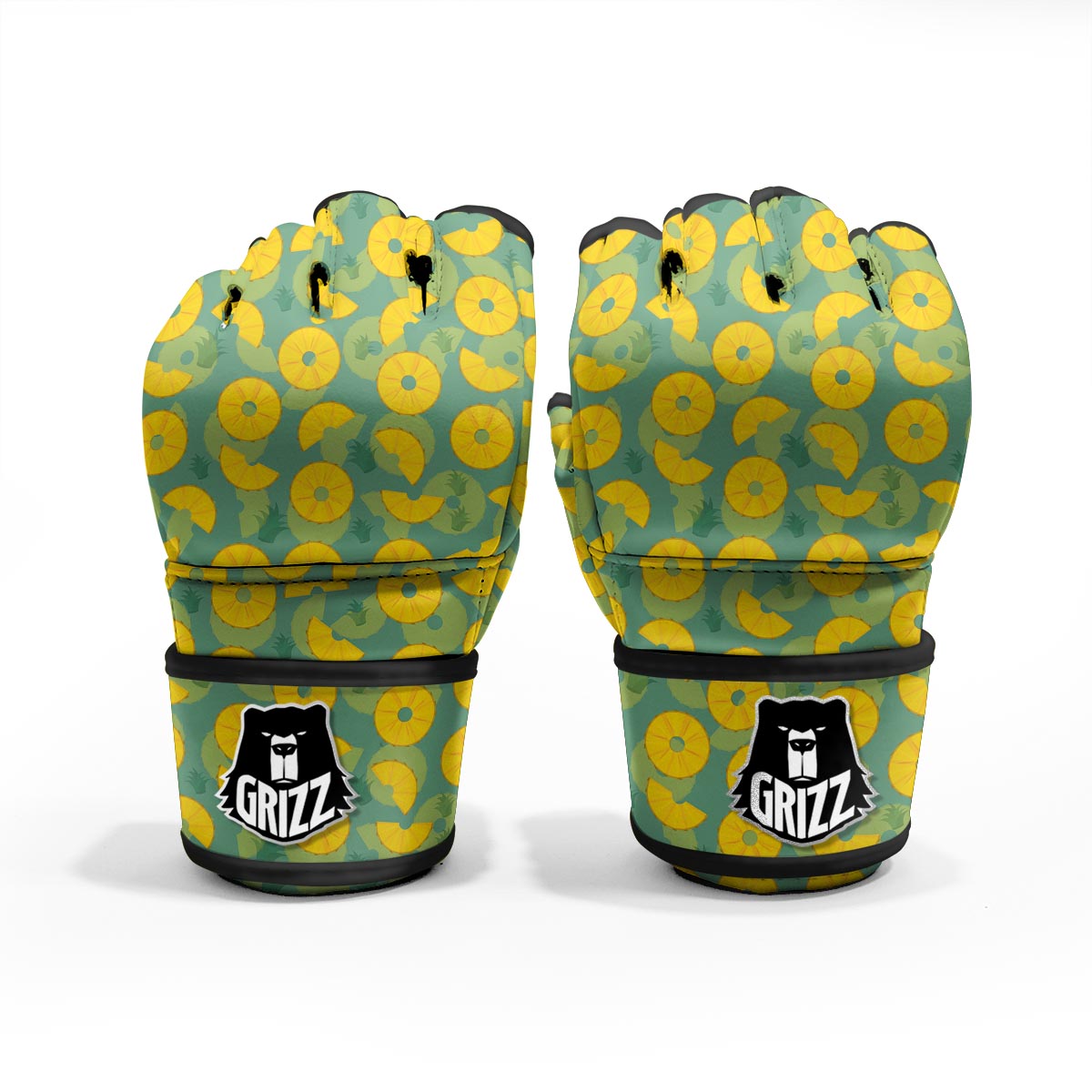 Pineapple Sliced Print Pattern MMA Gloves-grizzshop