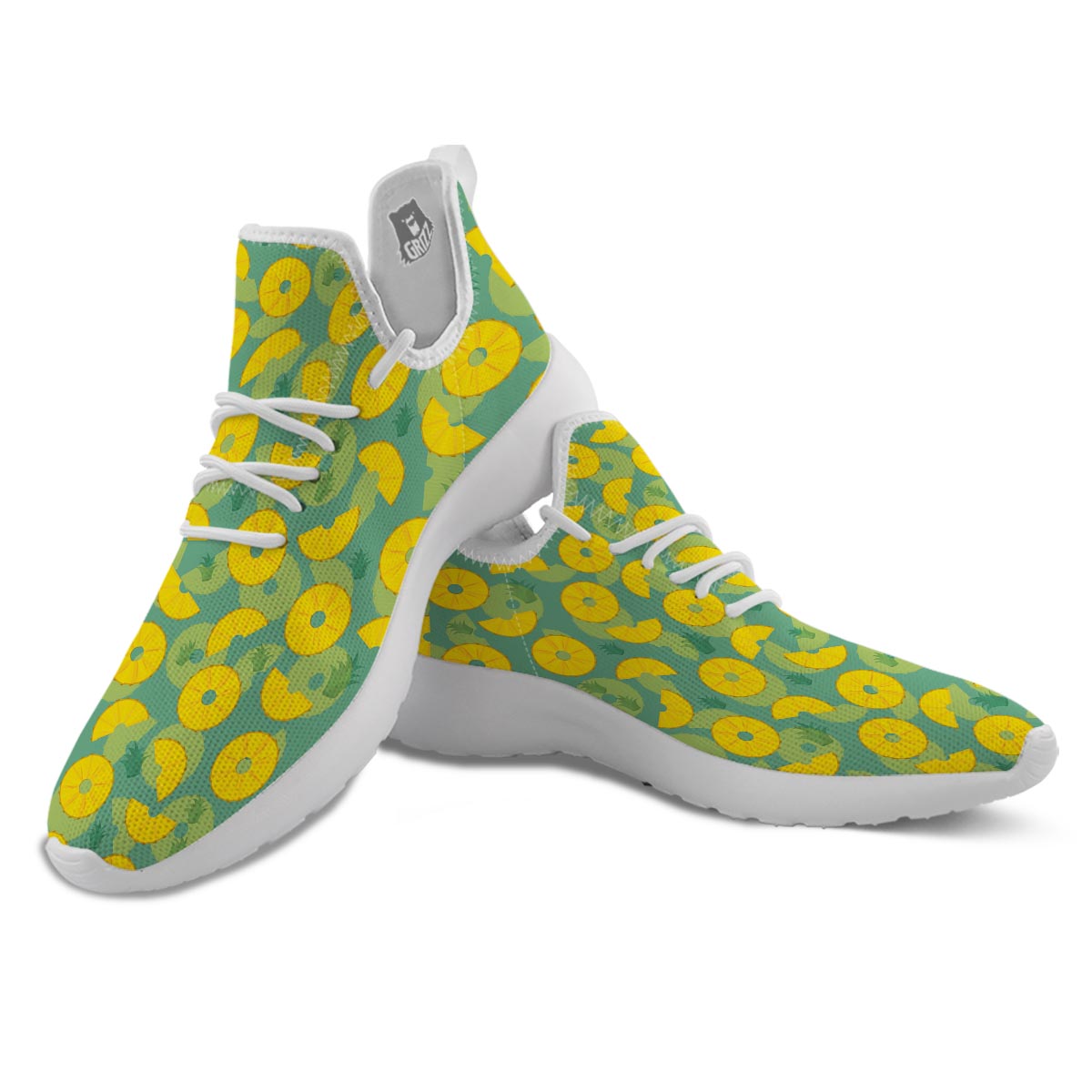 Pineapple Sliced Print Pattern White Athletic Shoes-grizzshop