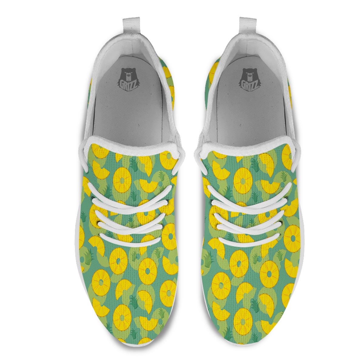 Pineapple Sliced Print Pattern White Athletic Shoes-grizzshop