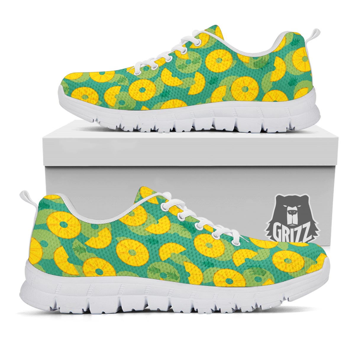 Pineapple Sliced Print Pattern White Sneaker-grizzshop