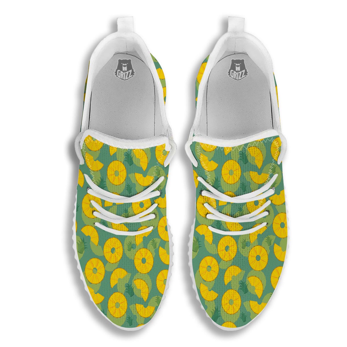 Pineapple Sliced Print Pattern White Walking Shoes-grizzshop