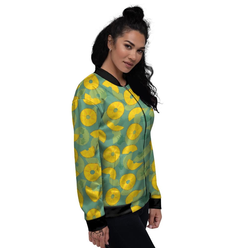Pineapple Sliced Print Pattern Women's Bomber Jacket-grizzshop