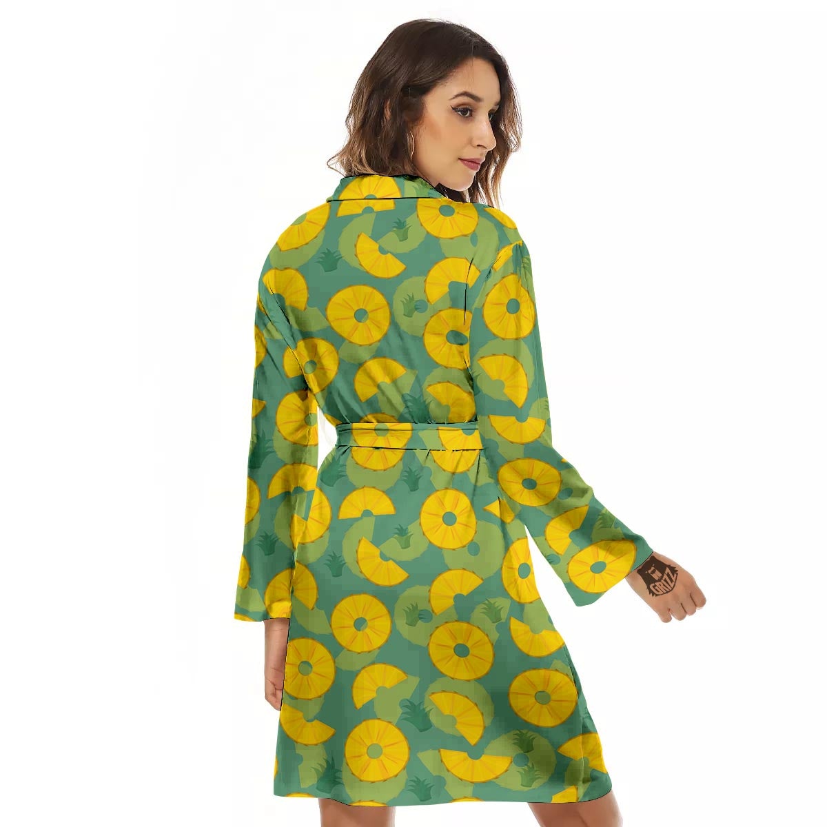 Pineapple Sliced Print Pattern Women's Robe-grizzshop