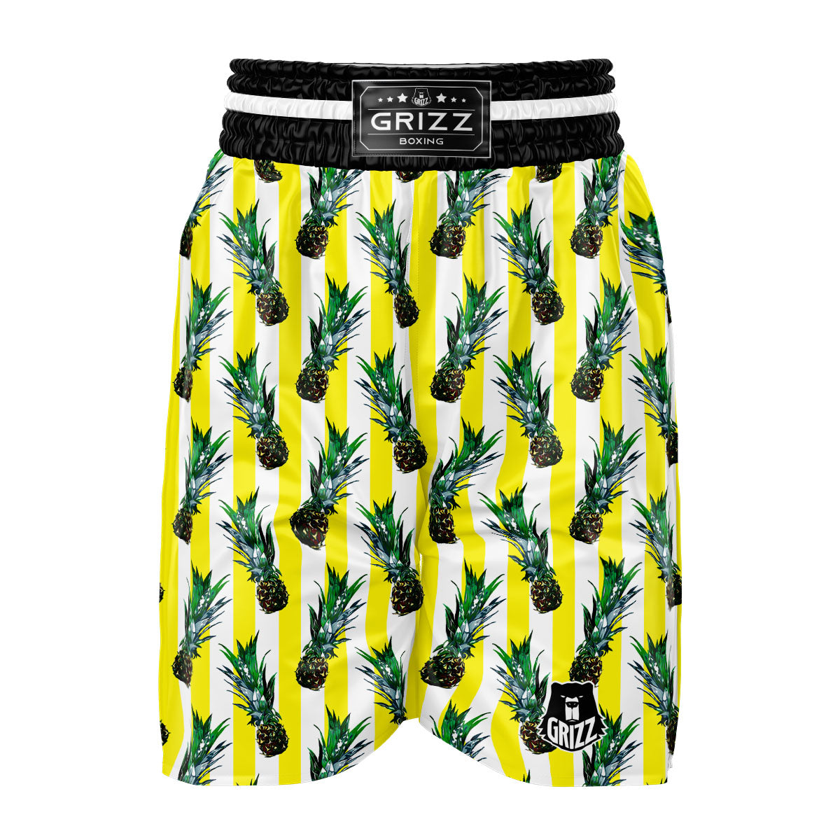 Pineapple Striped Yellow Print Pattern Boxing Shorts-grizzshop