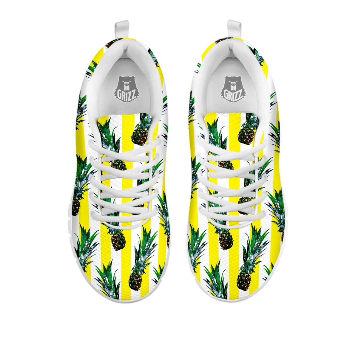 Pineapple Striped Yellow Print Pattern White Sneaker-grizzshop