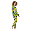 Pineapple Striped Yellow Print Pattern Women's Pajamas-grizzshop