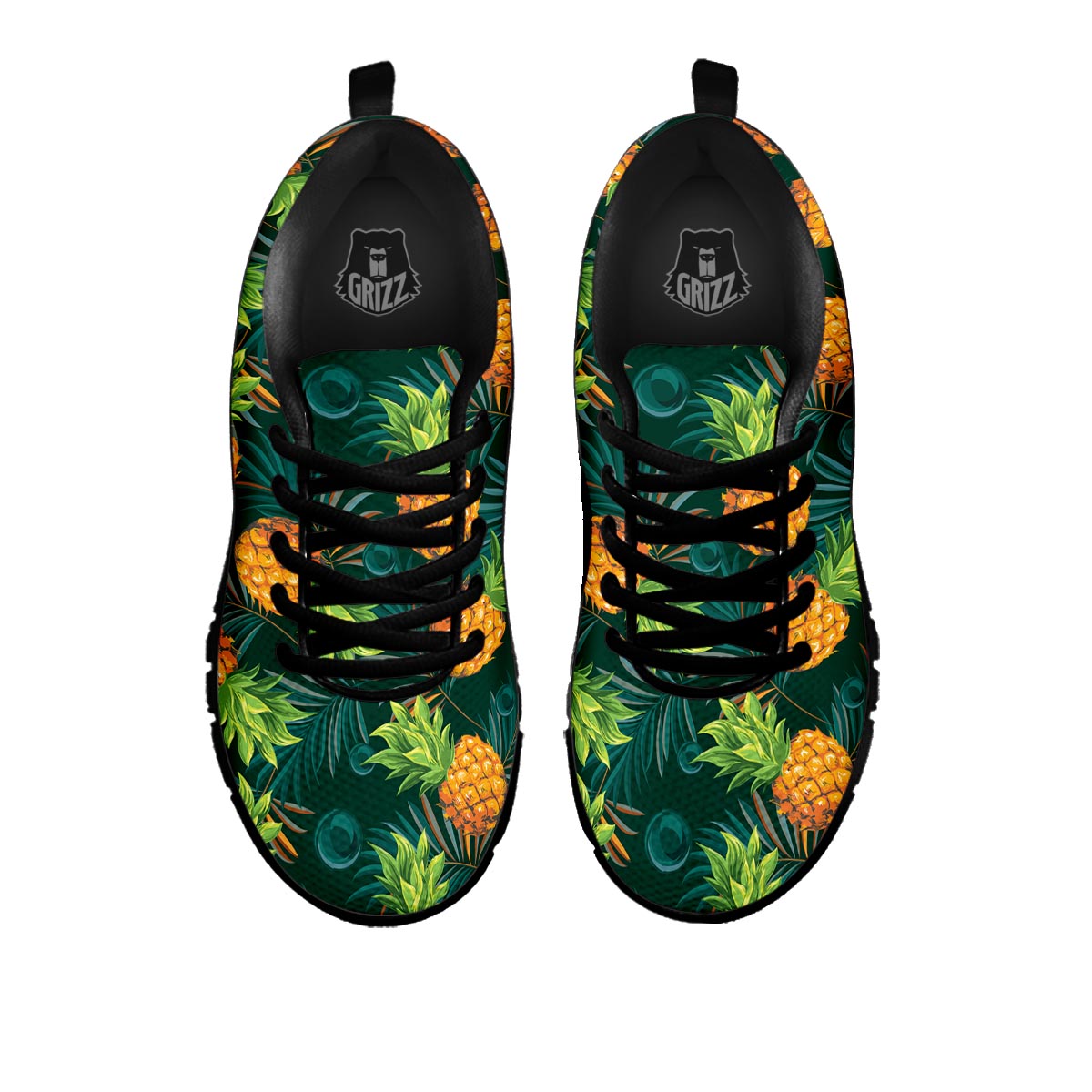 Pineapple Summer Print Pattern Black Sneaker-grizzshop