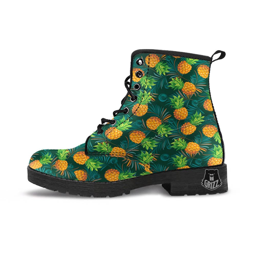Pineapple Summer Print Pattern Leather Boots-grizzshop