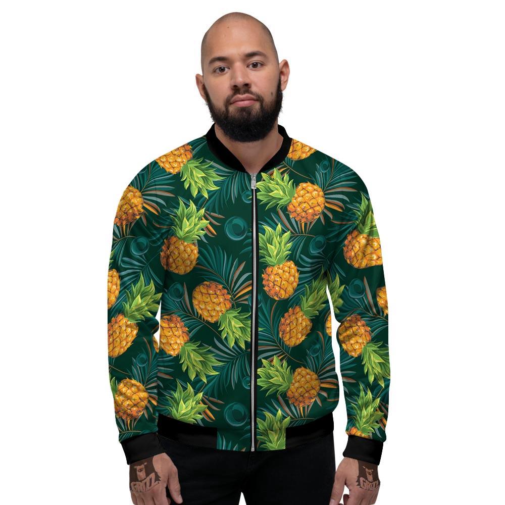 Pineapple Summer Print Pattern Men's Bomber Jacket-grizzshop