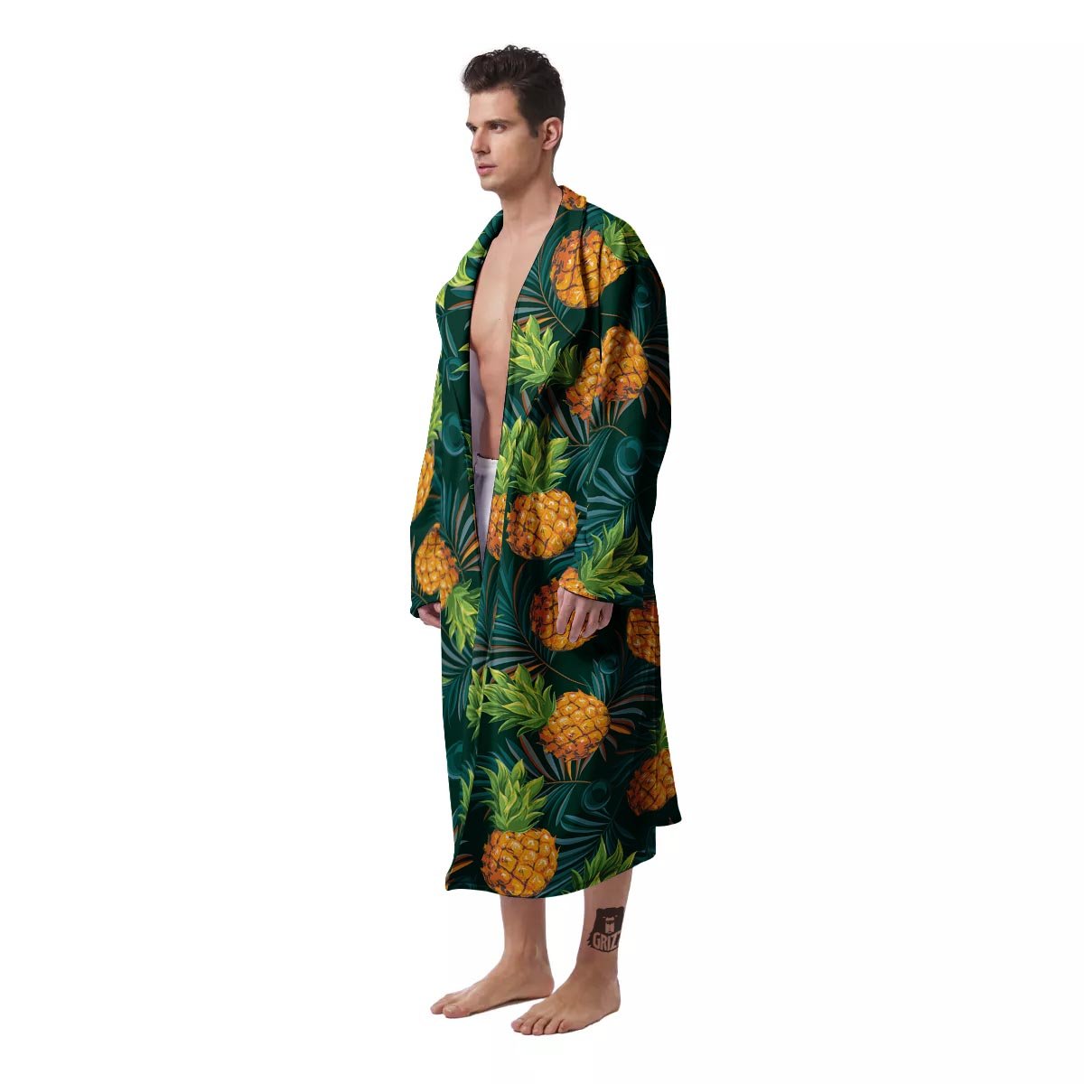 Pineapple Summer Print Pattern Men's Robe-grizzshop