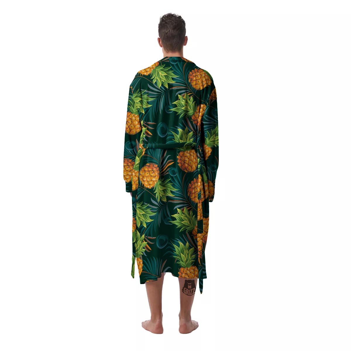Pineapple Summer Print Pattern Men's Robe-grizzshop