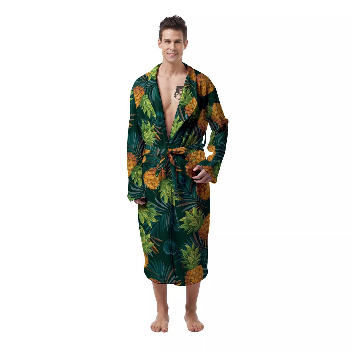 Pineapple Summer Print Pattern Men's Robe-grizzshop