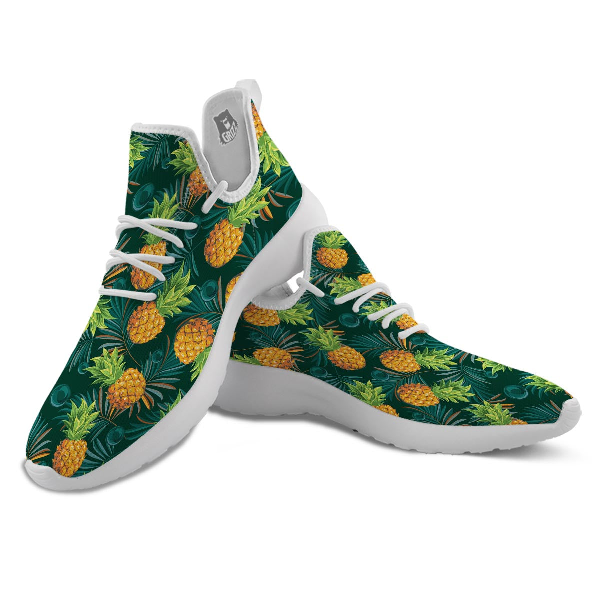 Pineapple Summer Print Pattern White Athletic Shoes-grizzshop