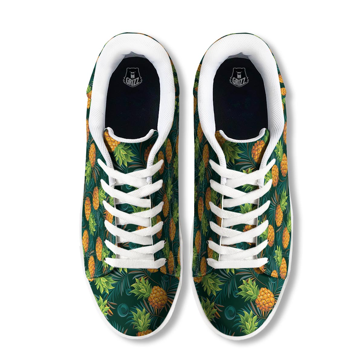 Pineapple Summer Print Pattern White Low Top Sneakers-grizzshop