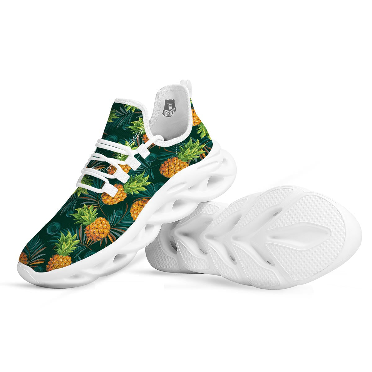Pineapple Summer Print Pattern White Running Shoes-grizzshop