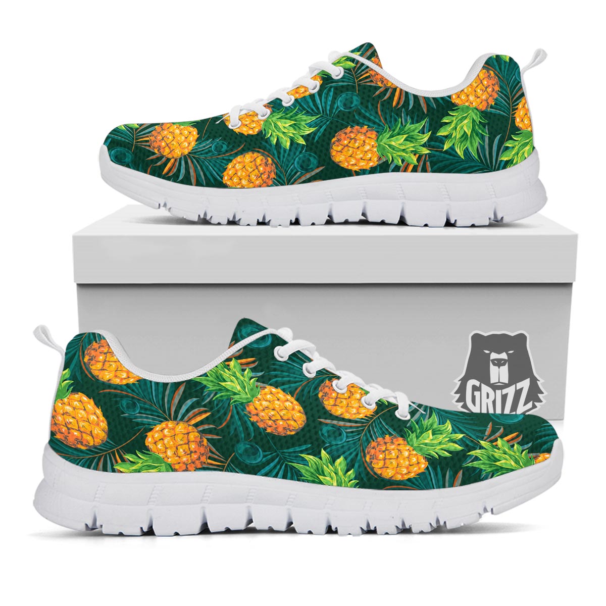 Pineapple Summer Print Pattern White Sneaker-grizzshop