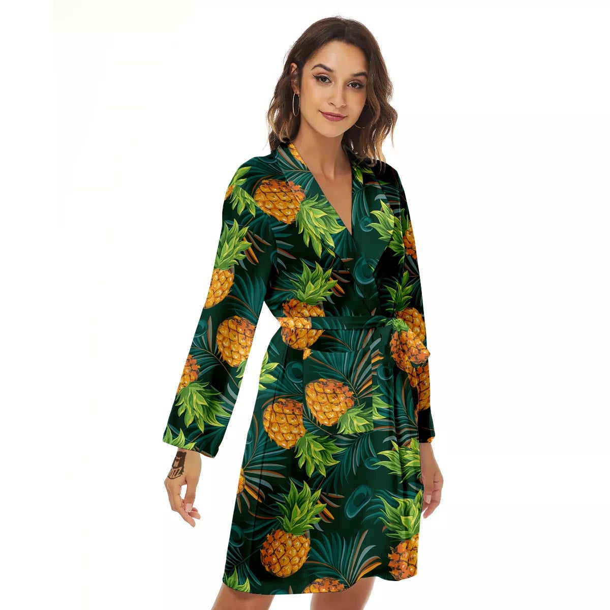 Pineapple Summer Print Pattern Women's Robe-grizzshop