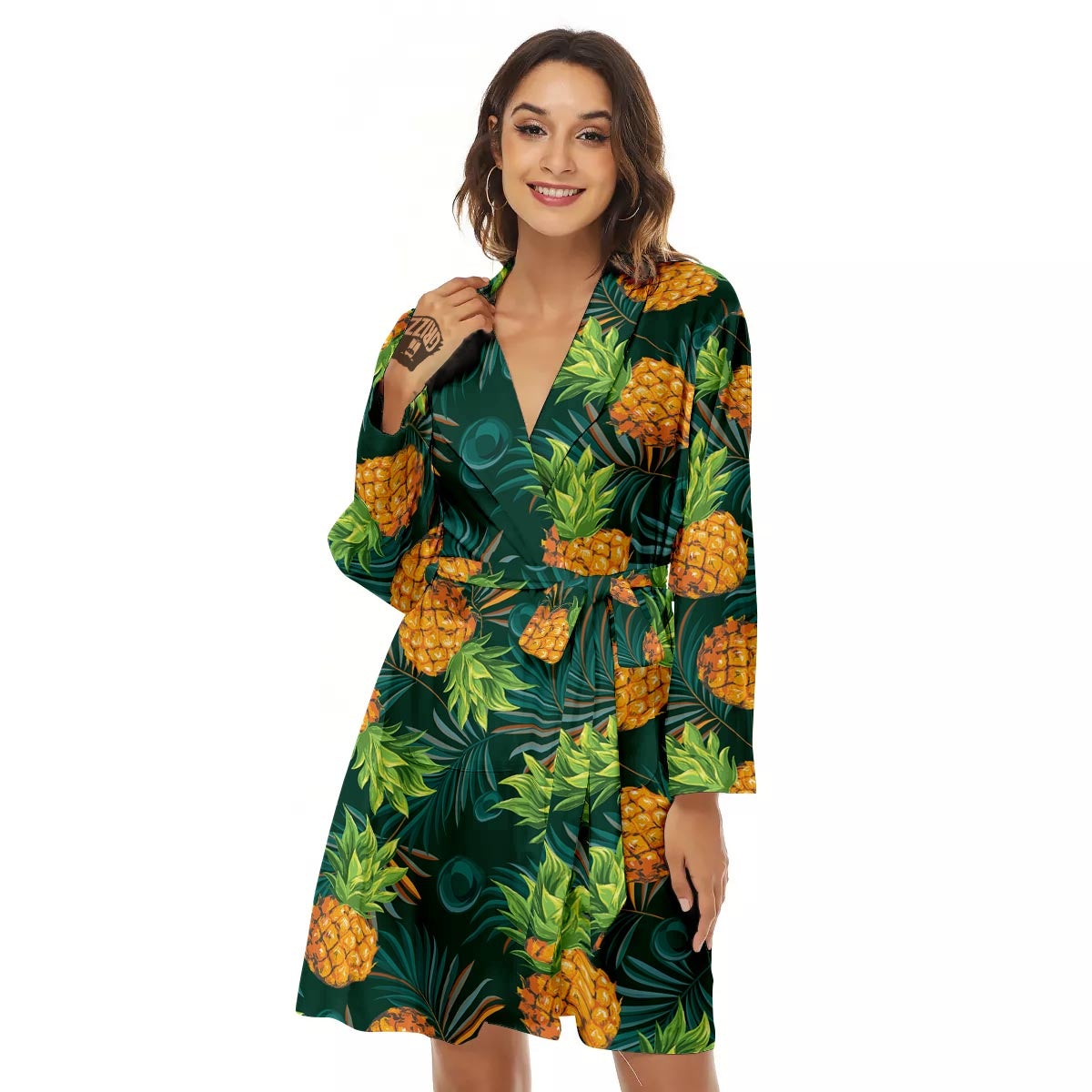 Pineapple Summer Print Pattern Women's Robe-grizzshop