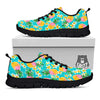 Pineapple Tropical Teal Print Pattern Black Sneaker-grizzshop