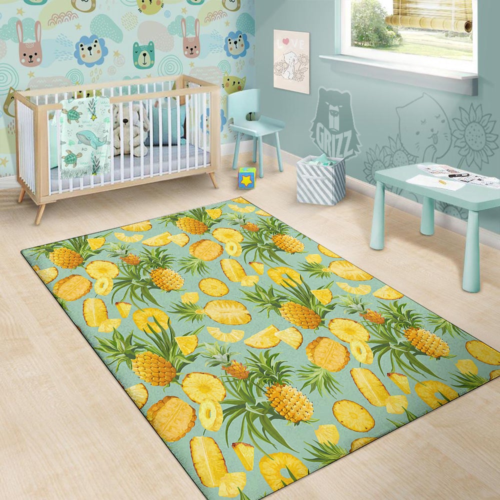 Pineapple Watercolor Print Pattern Floor Mat-grizzshop
